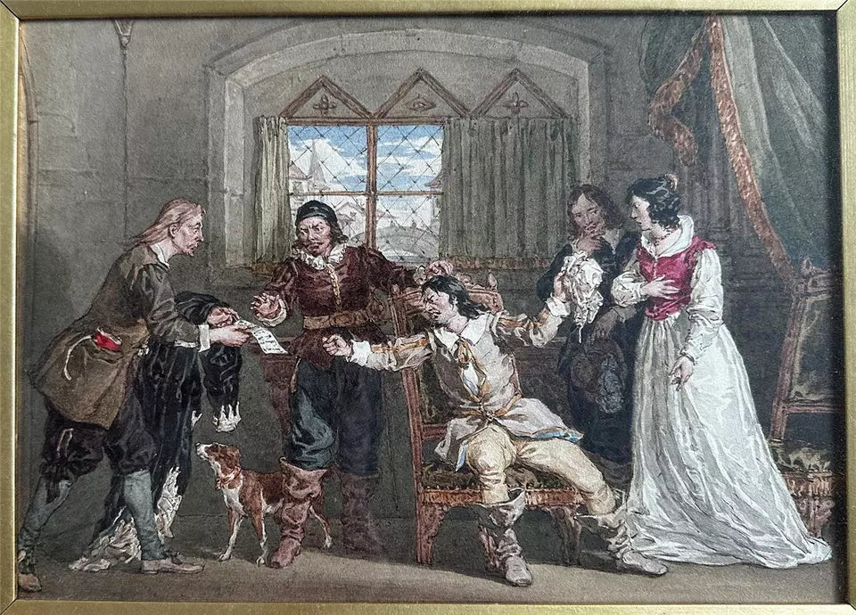 John Augustus Atkinson (1775-1833) Watercolour Painting The Taming of the Shrew