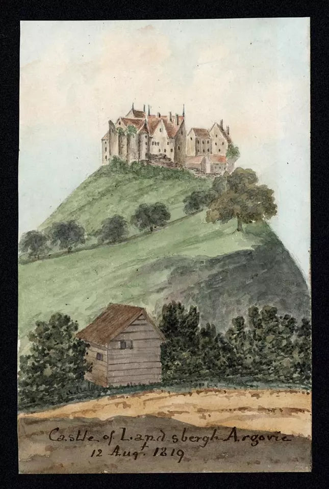 Elizabeth Campbell (1783-1861) Watercolour Painting - Lenzburg Castle Aargau Switzerland 1819