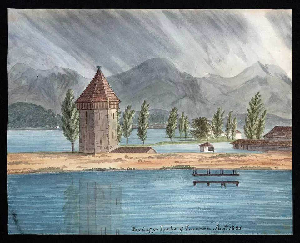 Elizabeth Campbell (1783-1861) Watercolour Painting - Part of Lake of Lucerne Switzerland 1821