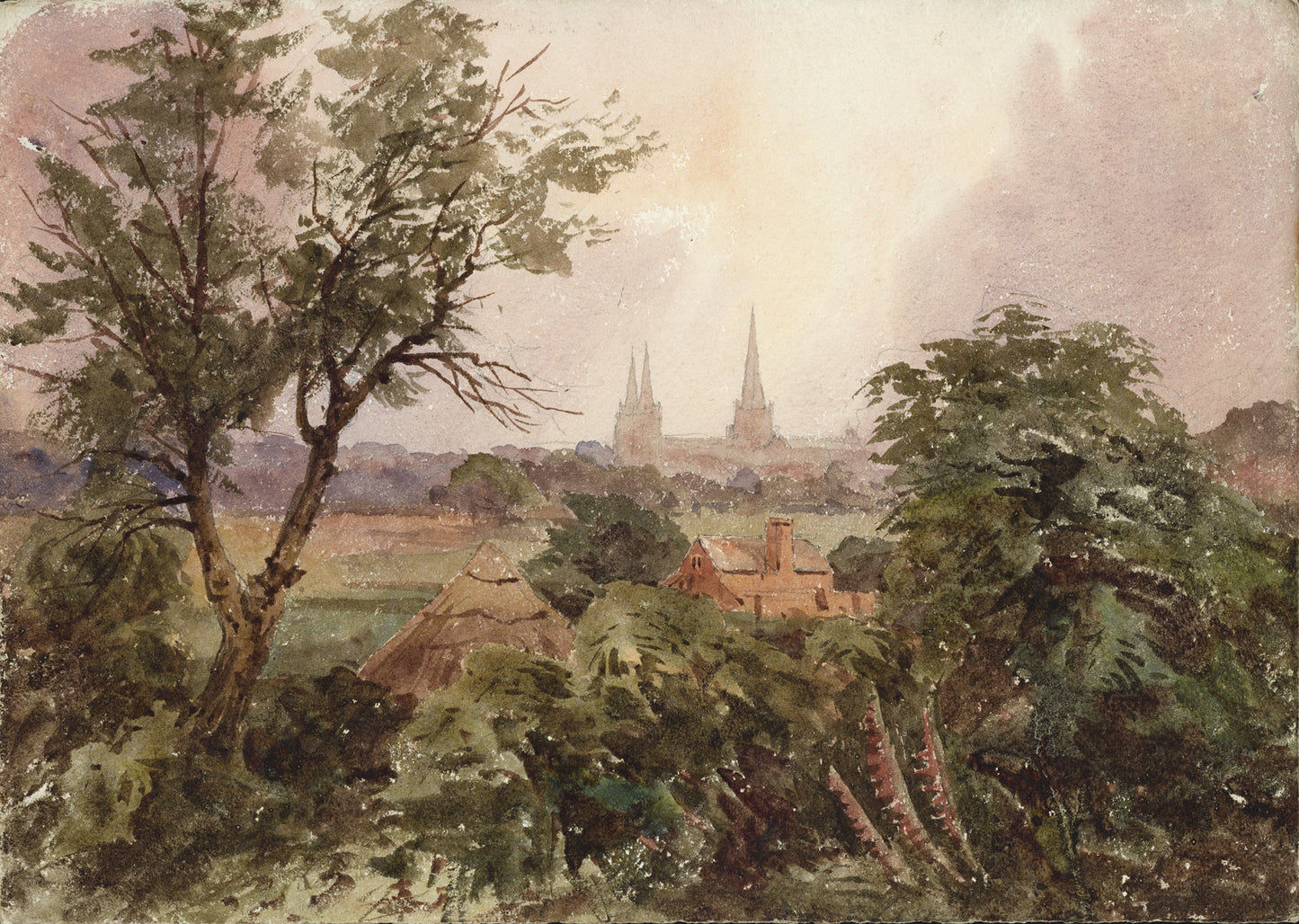 John Louis Petit (1801-1868) Watercolour Painting - Lichfield Staffordshire 1860