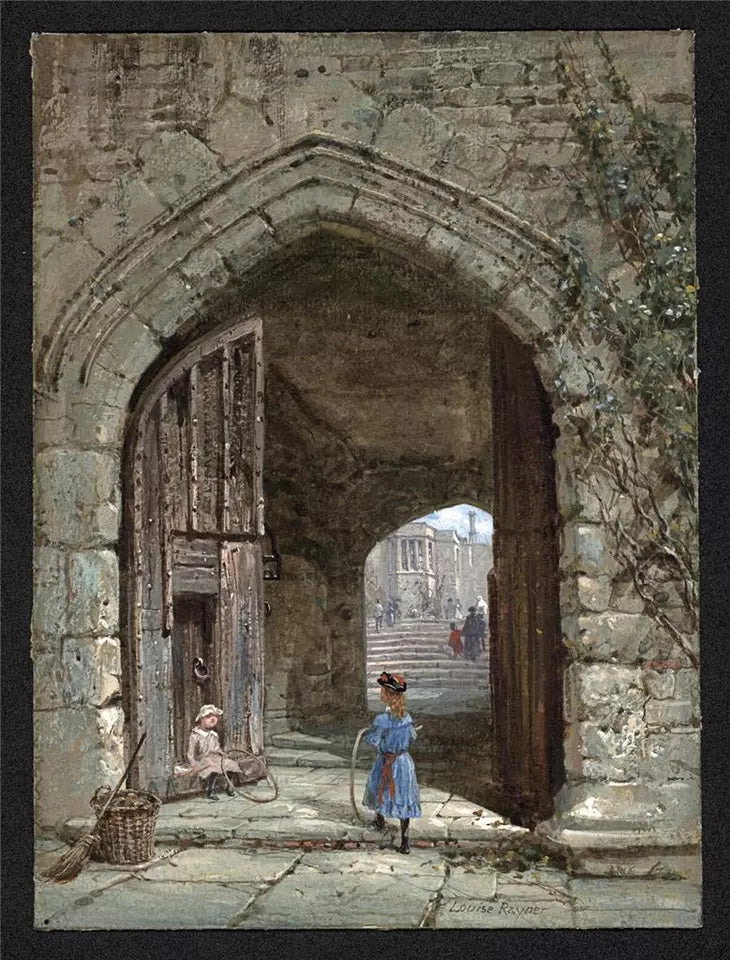 Louise Rayner (1832-1924) - Watercolour Painting - Haddon Hall, North Entrance