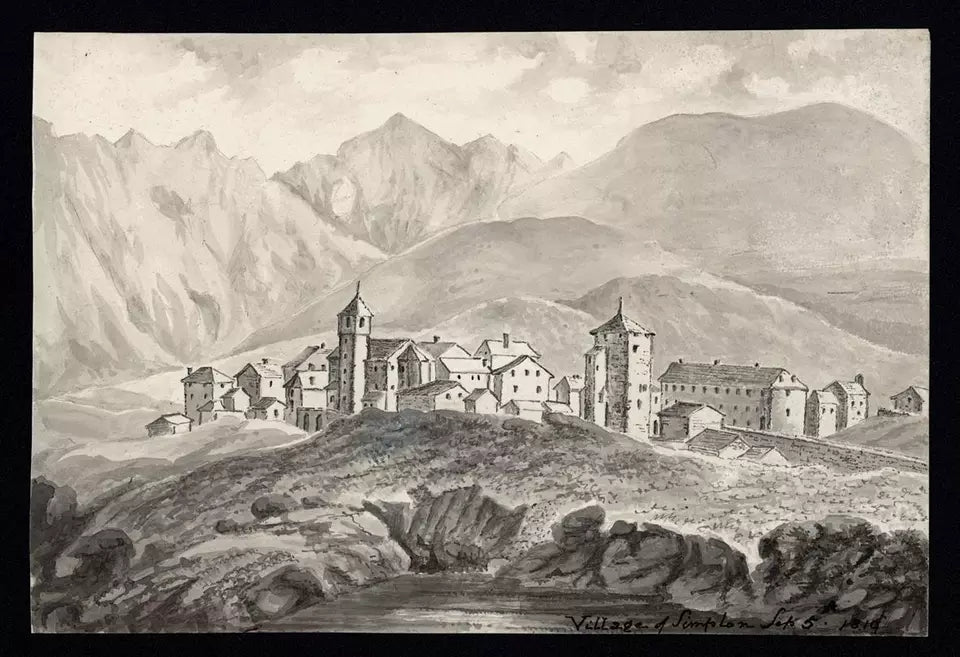 Elizabeth Campbell (1783-1861) Watercolour Painting - Village Of Simplon Switzerland 1819