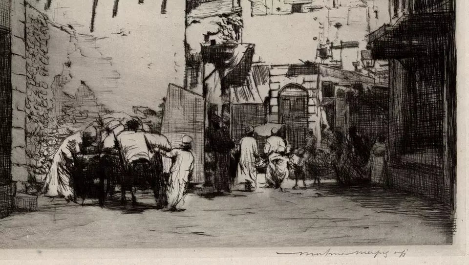Mortimer Luddington Menpes - Signed Etching - Sunny Street, Cairo - Egypt