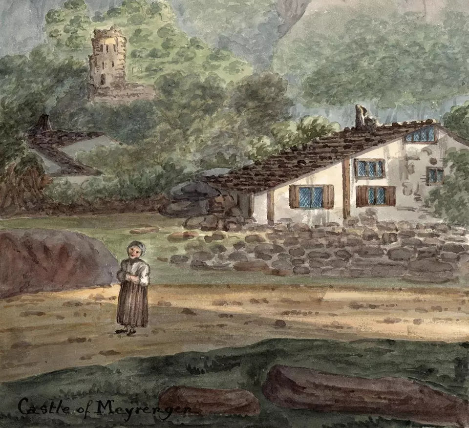 Elizabeth Campbell (1783-1861) Watercolour Painting - Castle of Meiringen, Switzerland