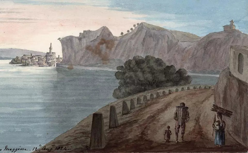 Elizabeth Campbell (1783-1861) Watercolour Painting - Arona Lago Maggiore Italy 1824