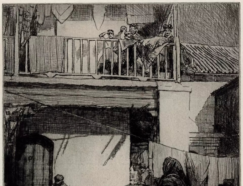 Mortimer Luddington Menpes - Signed Etching - Figures In Continental Courtyard