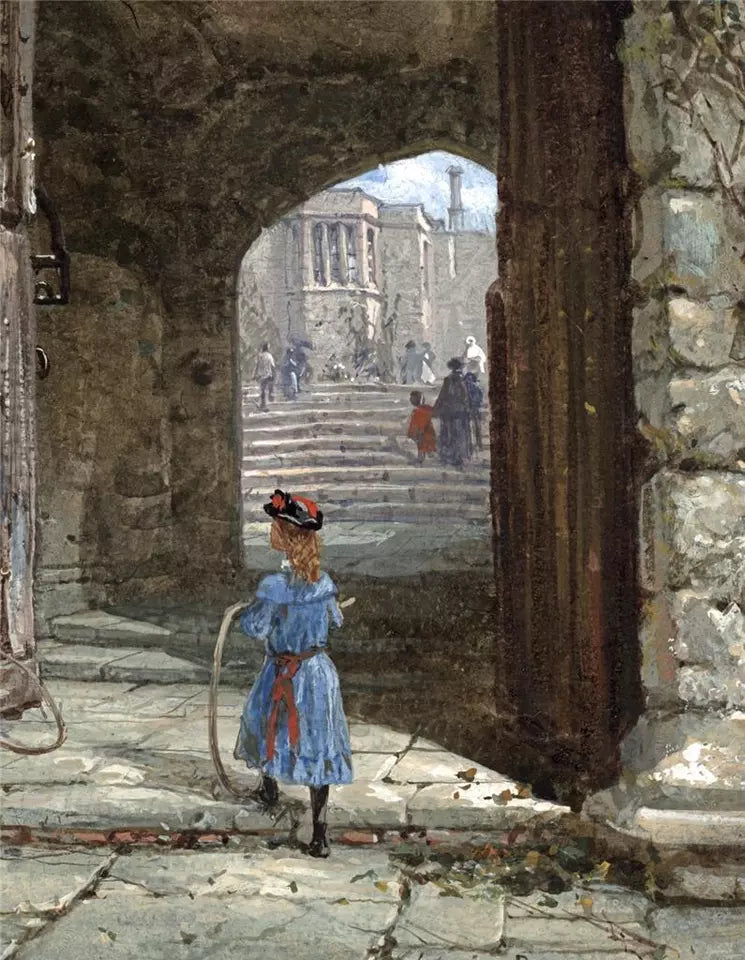 Louise Rayner (1832-1924) - Watercolour Painting - Haddon Hall, North Entrance