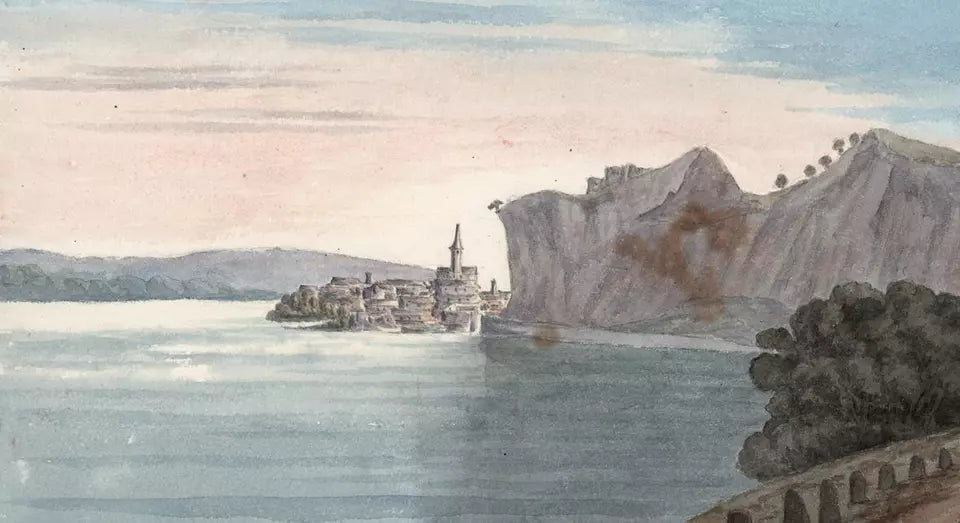 Elizabeth Campbell (1783-1861) Watercolour Painting - Arona Lago Maggiore Italy 1824