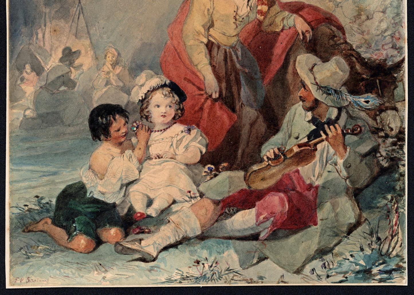 Francis Philip Stephanoff (1788-1860) Antique Watercolour Painting - 19th Century