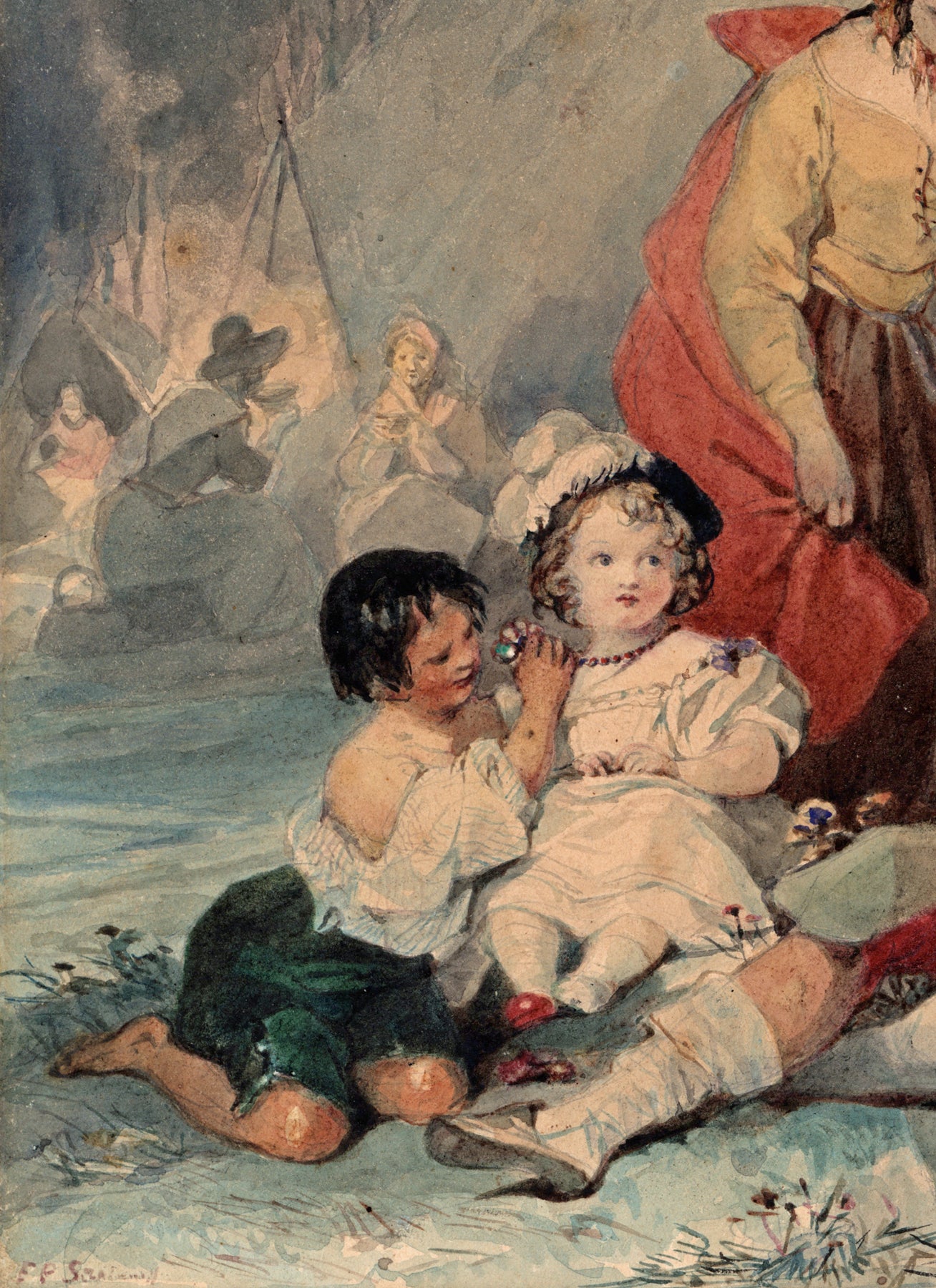 Francis Philip Stephanoff (1788-1860) Antique Watercolour Painting - 19th Century
