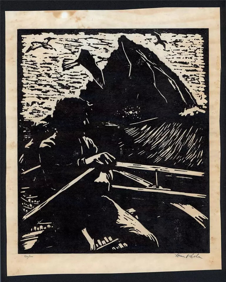 Tom Roche - Wood Engraving Signed In Pencil - Going Fishing - 20th Century
