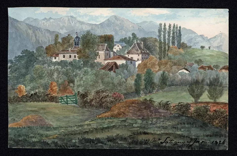 Elizabeth Campbell (1783-1861) Watercolour Painting - Satigny Switzerland 1826