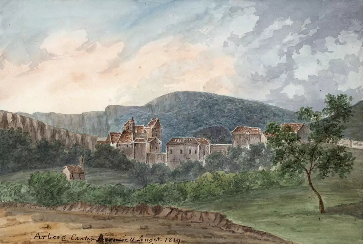 Elizabeth Campbell (1783-1861) Watercolour Painting - Aarberg Canton, Bern Switzerland 1819