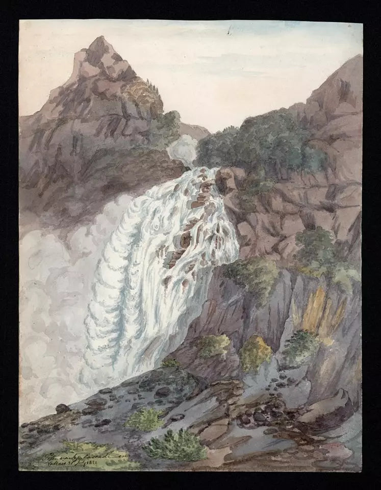 Elizabeth Campbell (1783-1861) Watercolour Painting - Pissevache Waterfall Valais Switzerland 1822