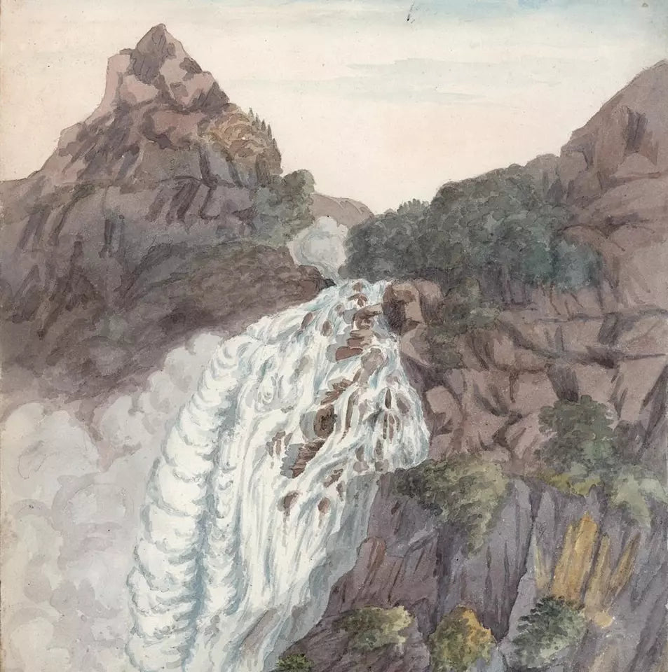 Elizabeth Campbell (1783-1861) Watercolour Painting - Pissevache Waterfall Valais Switzerland 1822