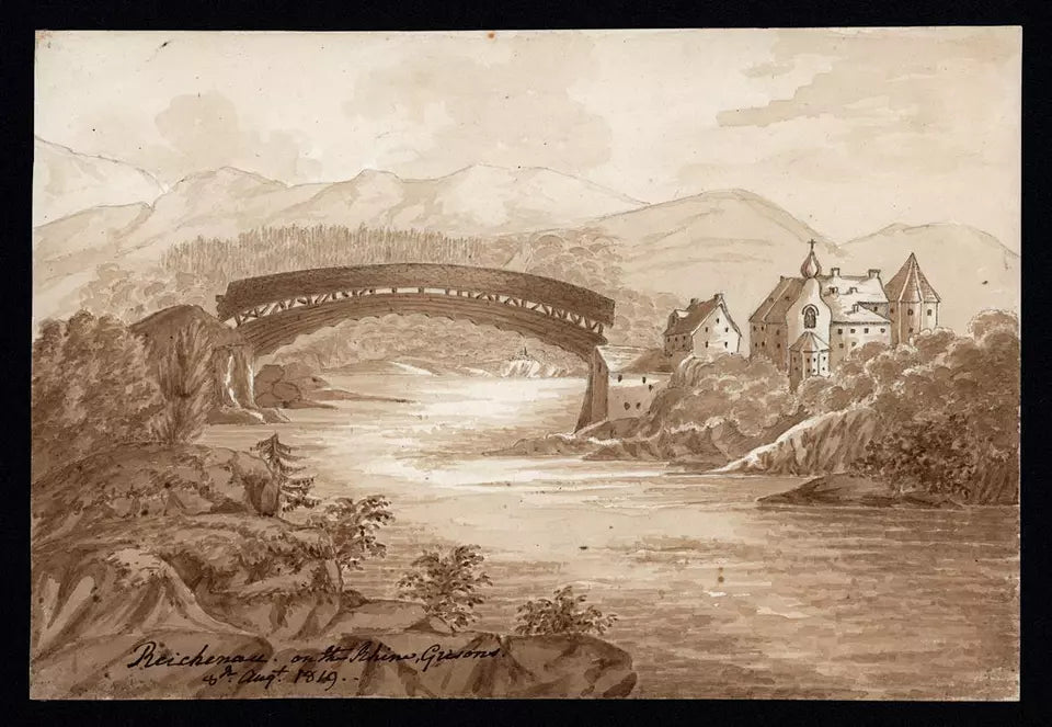 Elizabeth Campbell (1783-1861) - Watercolour Painting - Reichenau Grisons Switzerland 1819