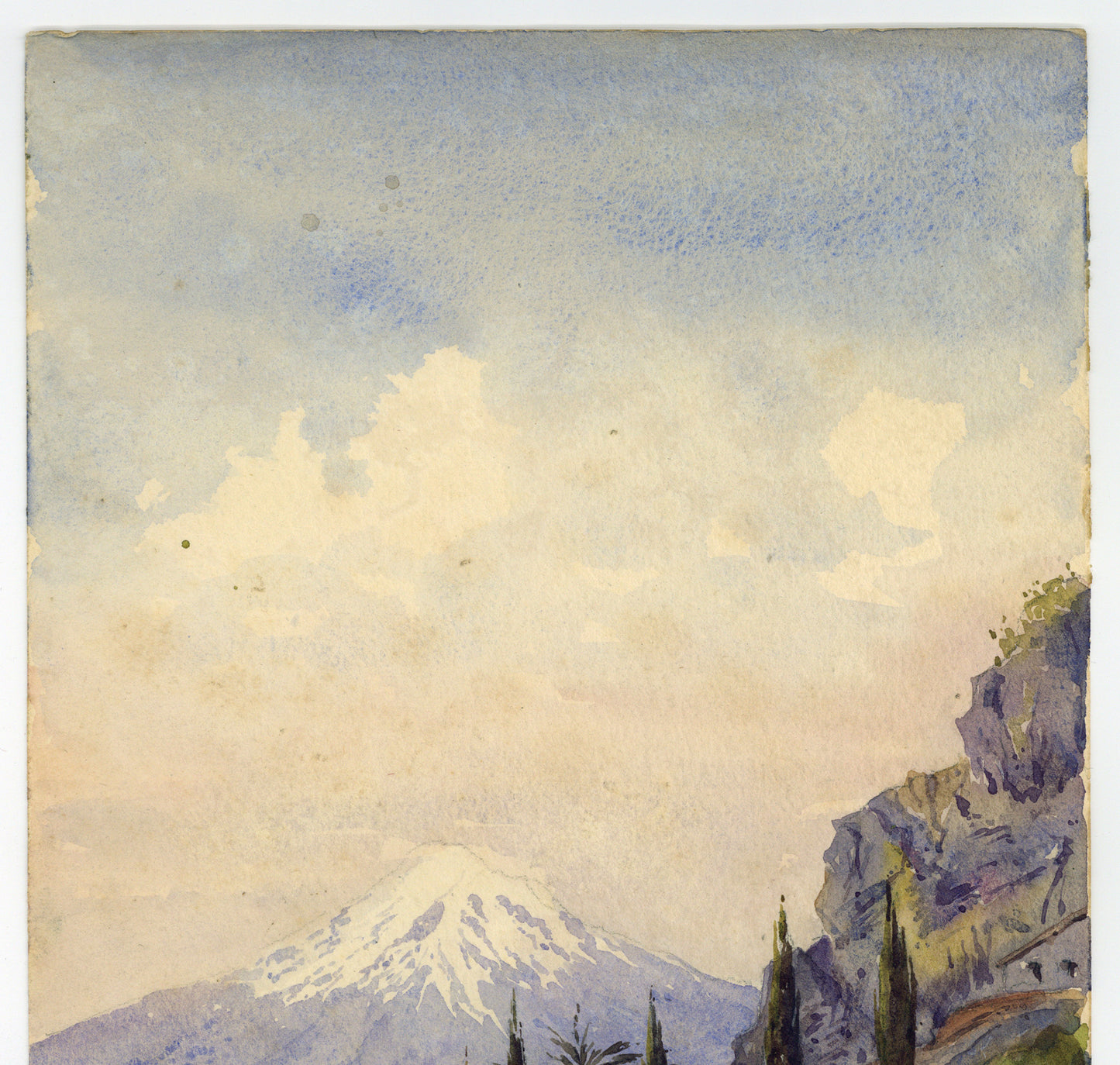 Arthur Herbert Hussey (1863-1923) Watercolour Painting Taormina Italy 1904