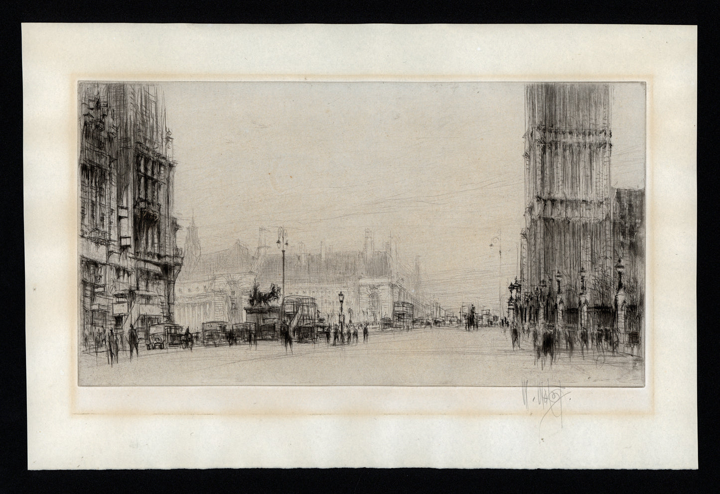 William Walcot (1874-1943) Signed Etching - Westminster Bridge, London