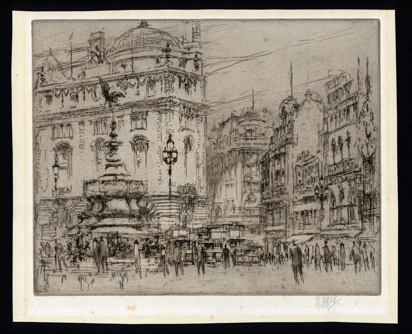 William Walcot (1874-1943) Signed Etching - Piccadilly Circus, London