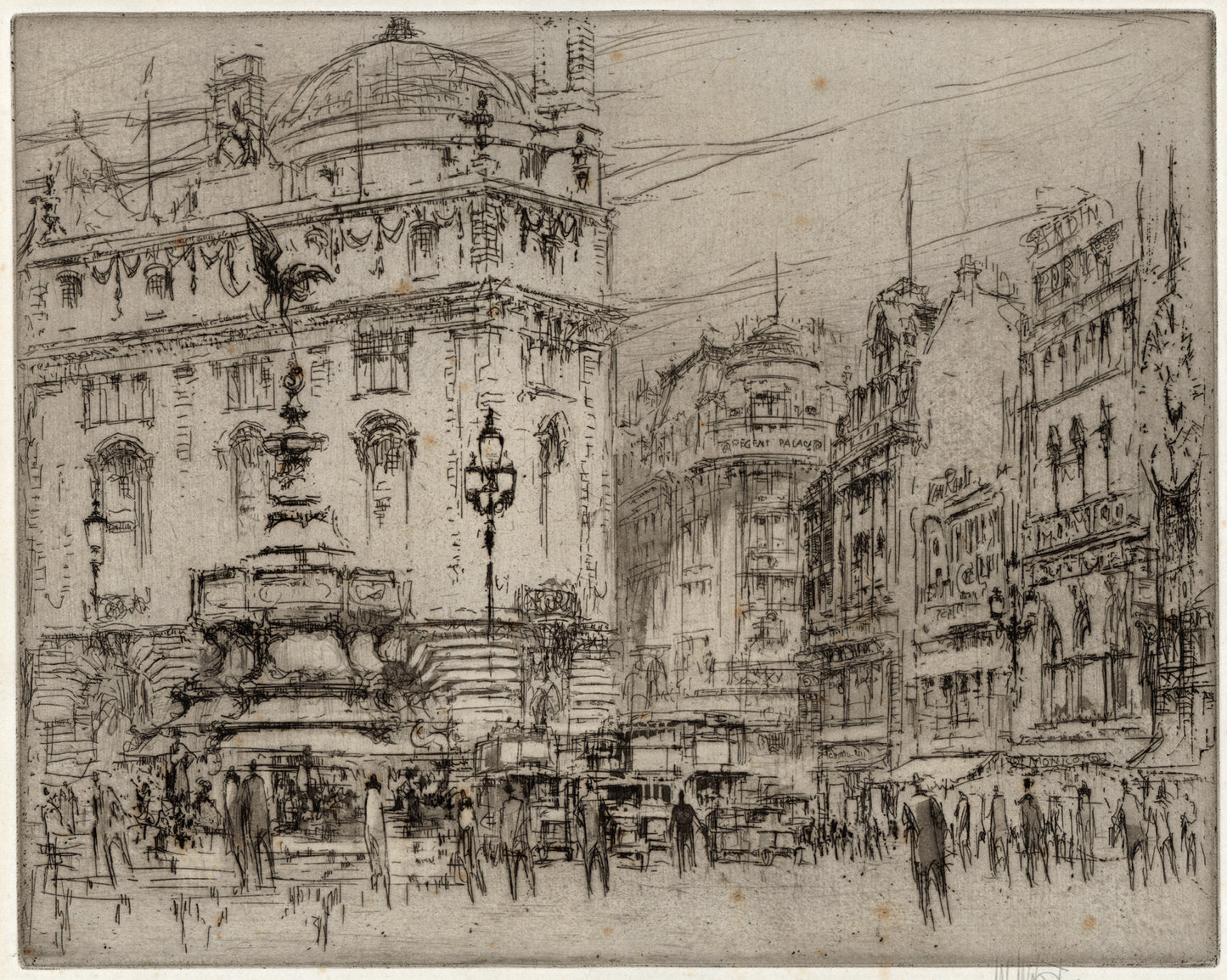 William Walcot (1874-1943) Signed Etching - Piccadilly Circus, London