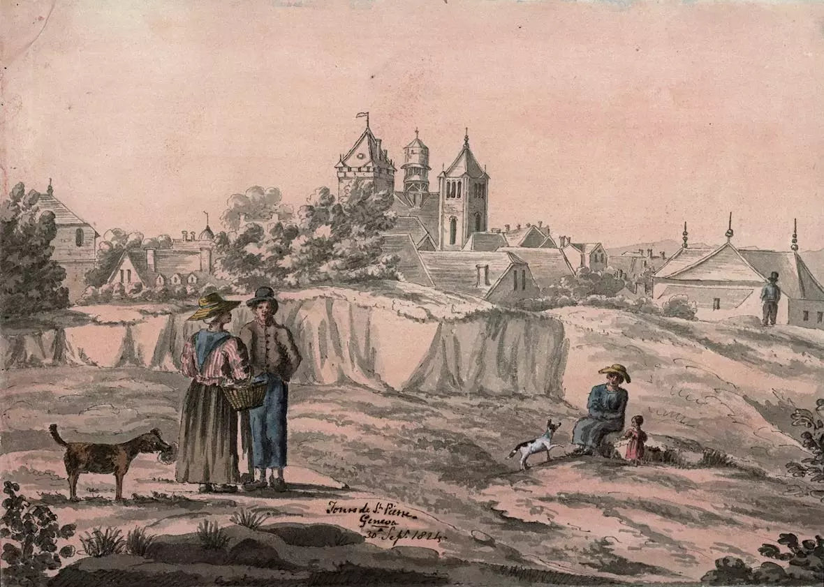 Elizabeth Campbell (1783-1861) Watercolour Painting - St. Pierre, Geneva Switzerland 1824