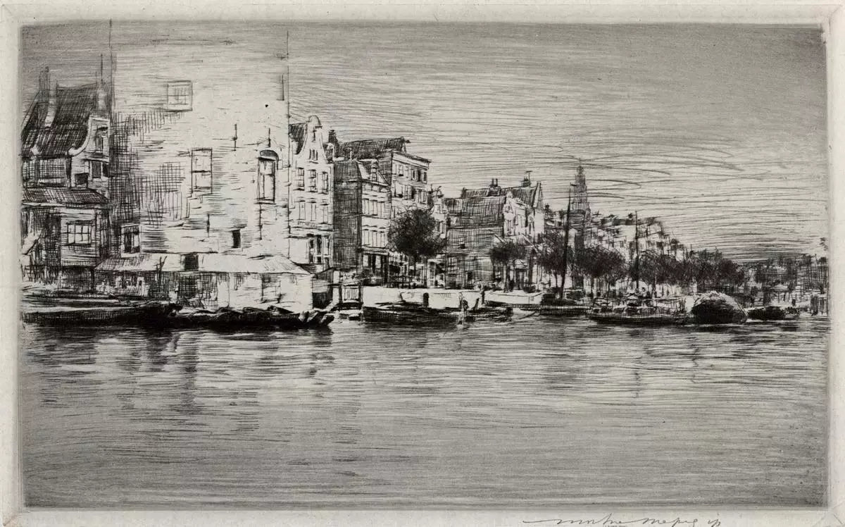 Mortimer Luddington Menpes - Signed Etching - Rotterdam Canal Netherlands
