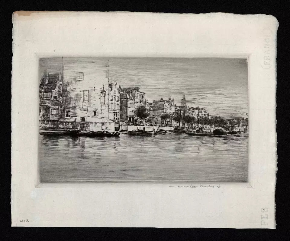 Mortimer Luddington Menpes - Signed Etching - Rotterdam Canal Netherlands