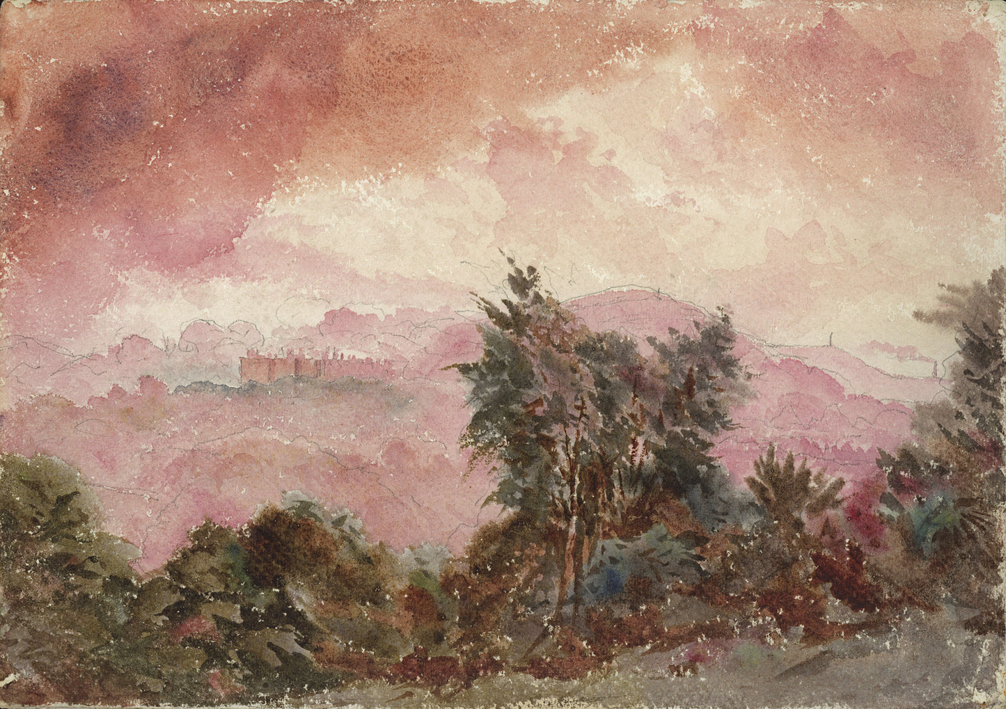 John Louis Petit (1801-1868) Watercolour Painting - From Bumblekyte, Upper Longdon, Staffordshire 1867