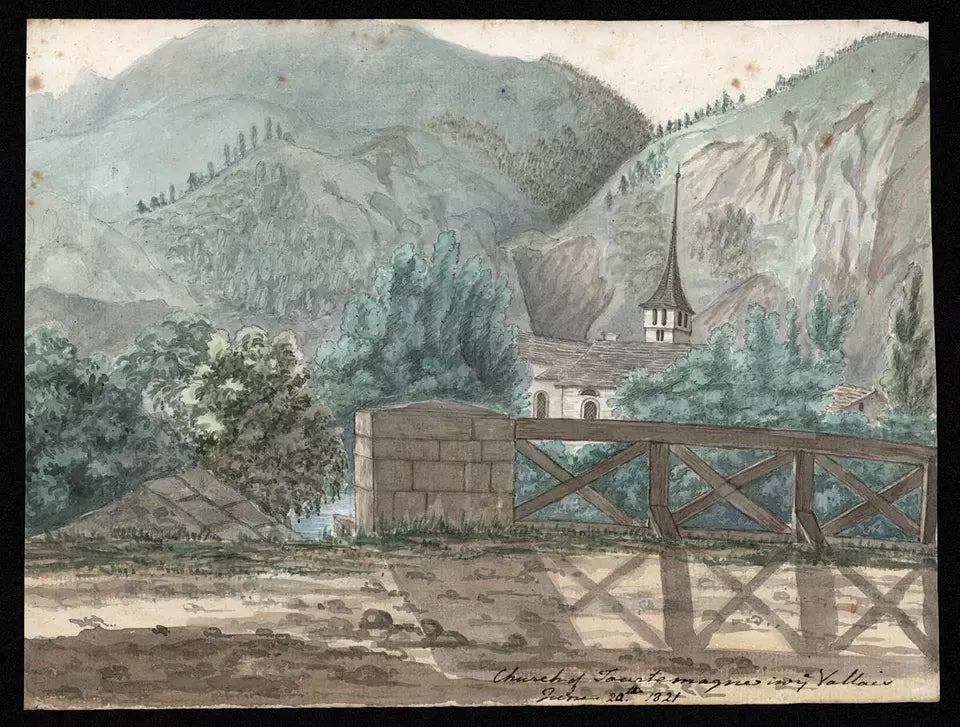 Elizabeth Campbell (1783-1861) Watercolour Painting - Tourtemagne Valais Switzerland 1821