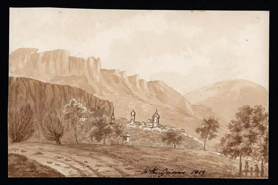 Elizabeth Campbell (1783-1861) Watercolour Painting - In the Grisons, Switzerland 1819