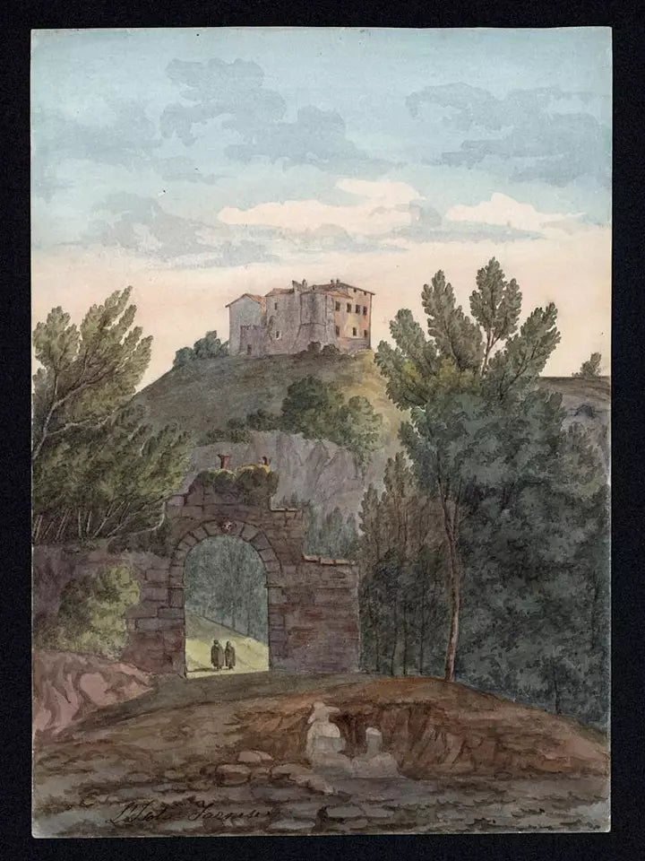Elizabeth Campbell (1783-1861) Watercolour Painting - Isola Farnese, Italy