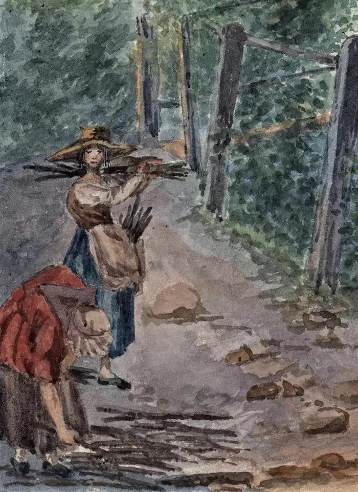 Elizabeth Campbell (1783-1861) Watercolour Painting - In The Woods of Frontenex Switzerland 1827