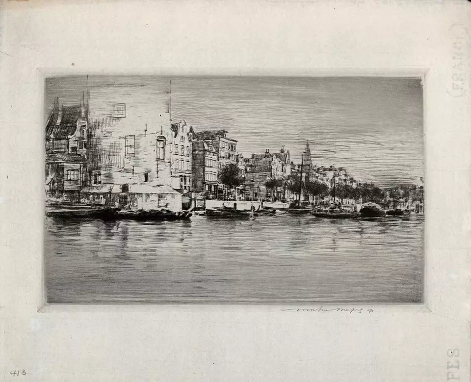 Mortimer Luddington Menpes - Signed Etching - Rotterdam Canal Netherlands