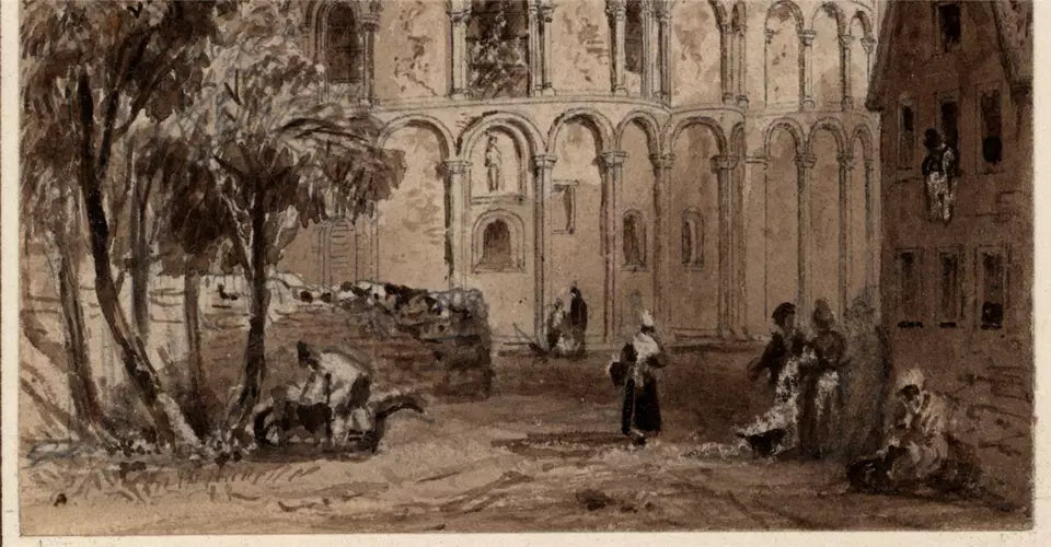 Basilica Of The Holy Apostles Cologne Germany - Watercolour Painting - 19th Century