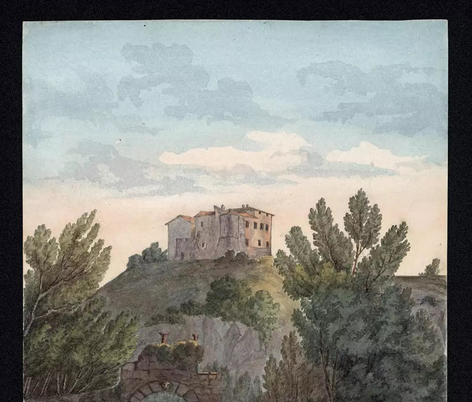 Elizabeth Campbell (1783-1861) Watercolour Painting - Isola Farnese, Italy