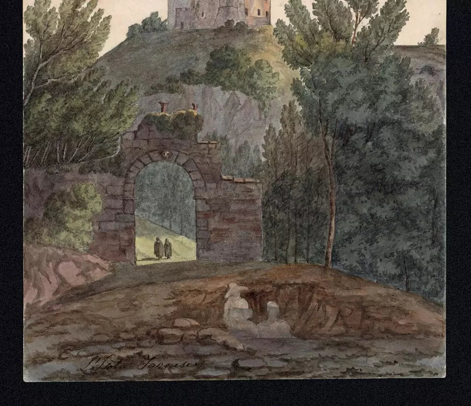 Elizabeth Campbell (1783-1861) Watercolour Painting - Isola Farnese, Italy