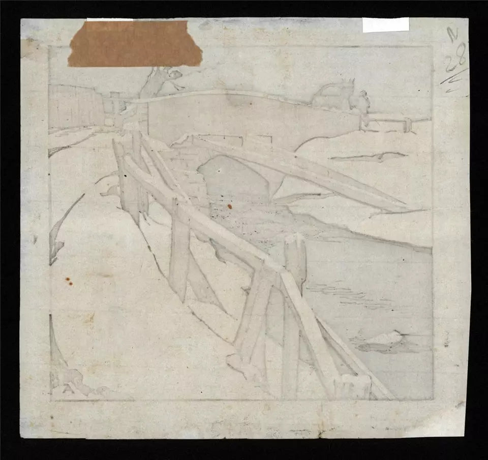 Frederick George Austin (1902-1990) Pencil Signed Woodcut - 1923 Winter Scene