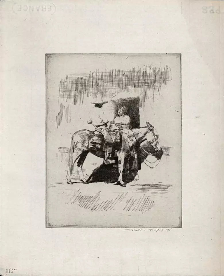 Mortimer Luddington Menpes (1855-1938) Signed Etching - Man On Donkey Mexico