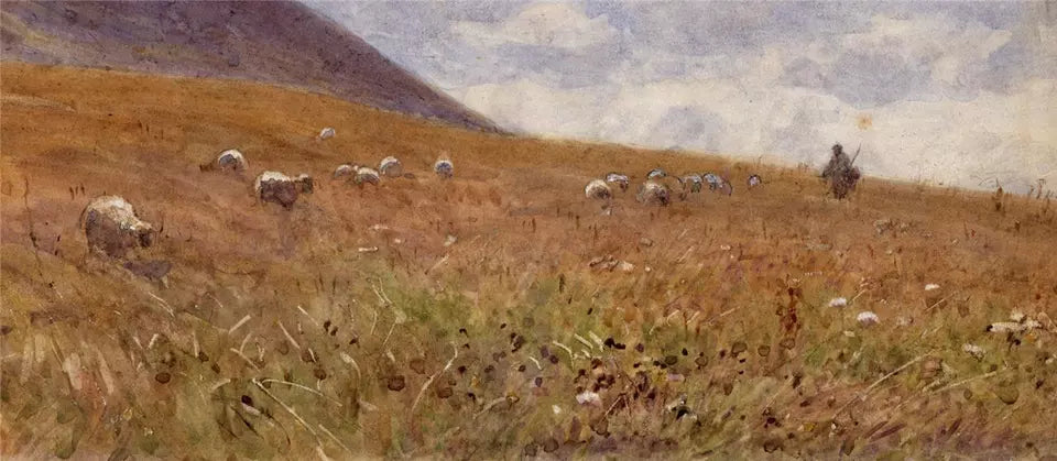 Sir Ernest Albert Waterlow (1850-1919) Watercolour Painting Sussex / South Downs