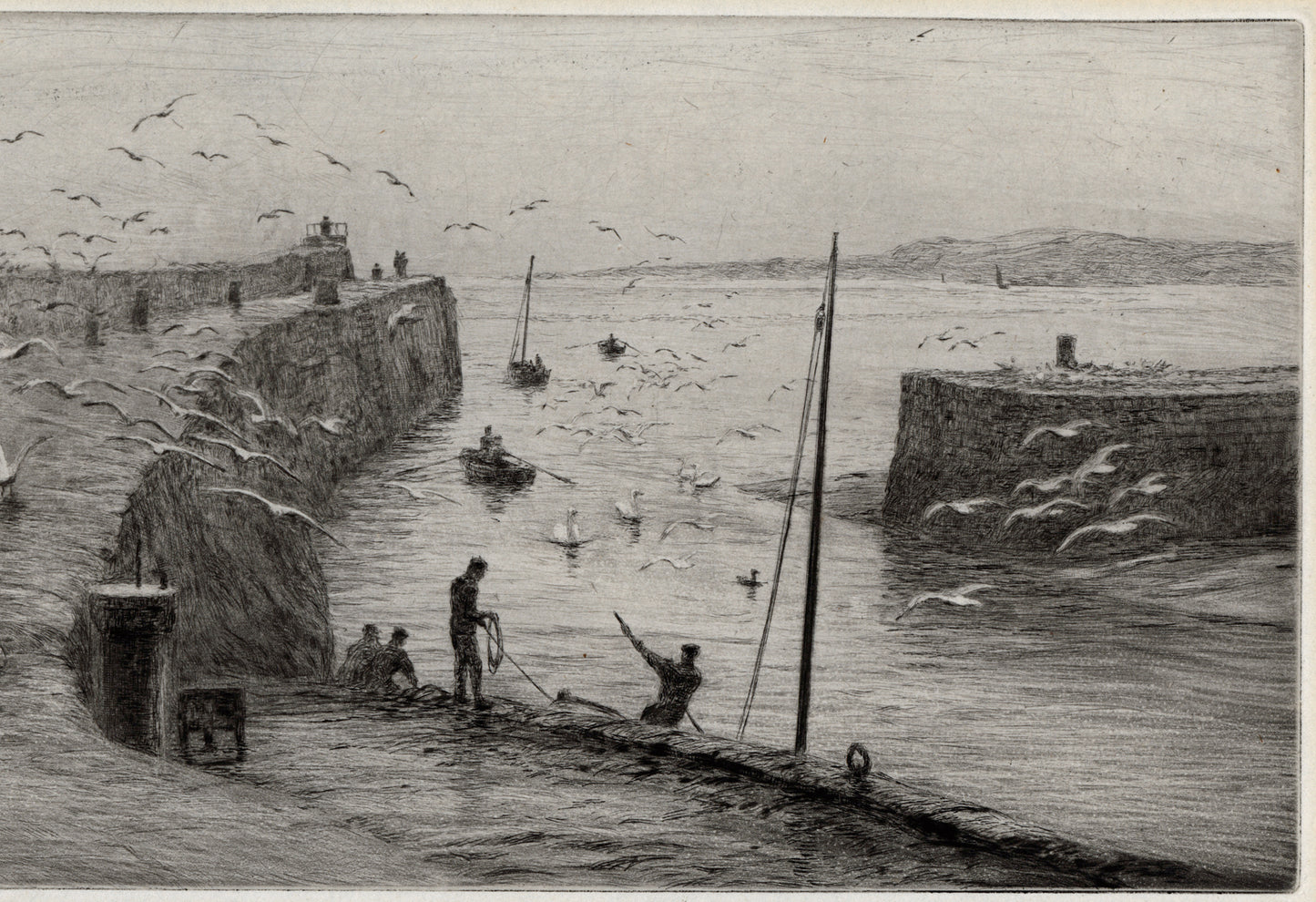 William Lionel Wyllie (1851-1931) Signed Etching - St Andrews Harbour, Scotland
