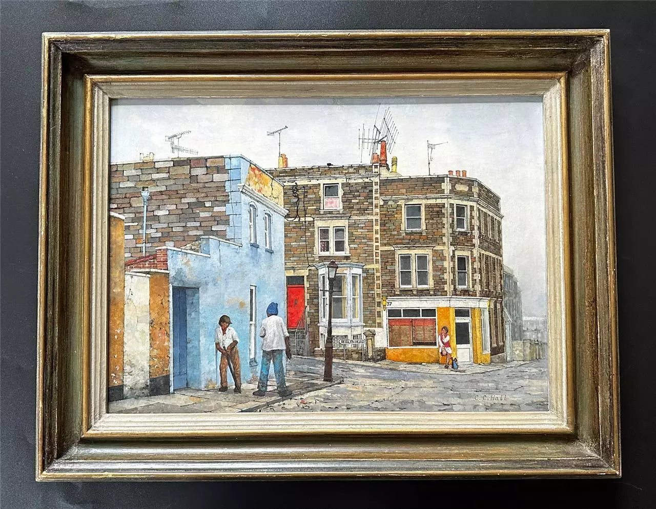 Christopher Compton Hall Oil Painting On Board Roslyn Road Bristol 20th Century