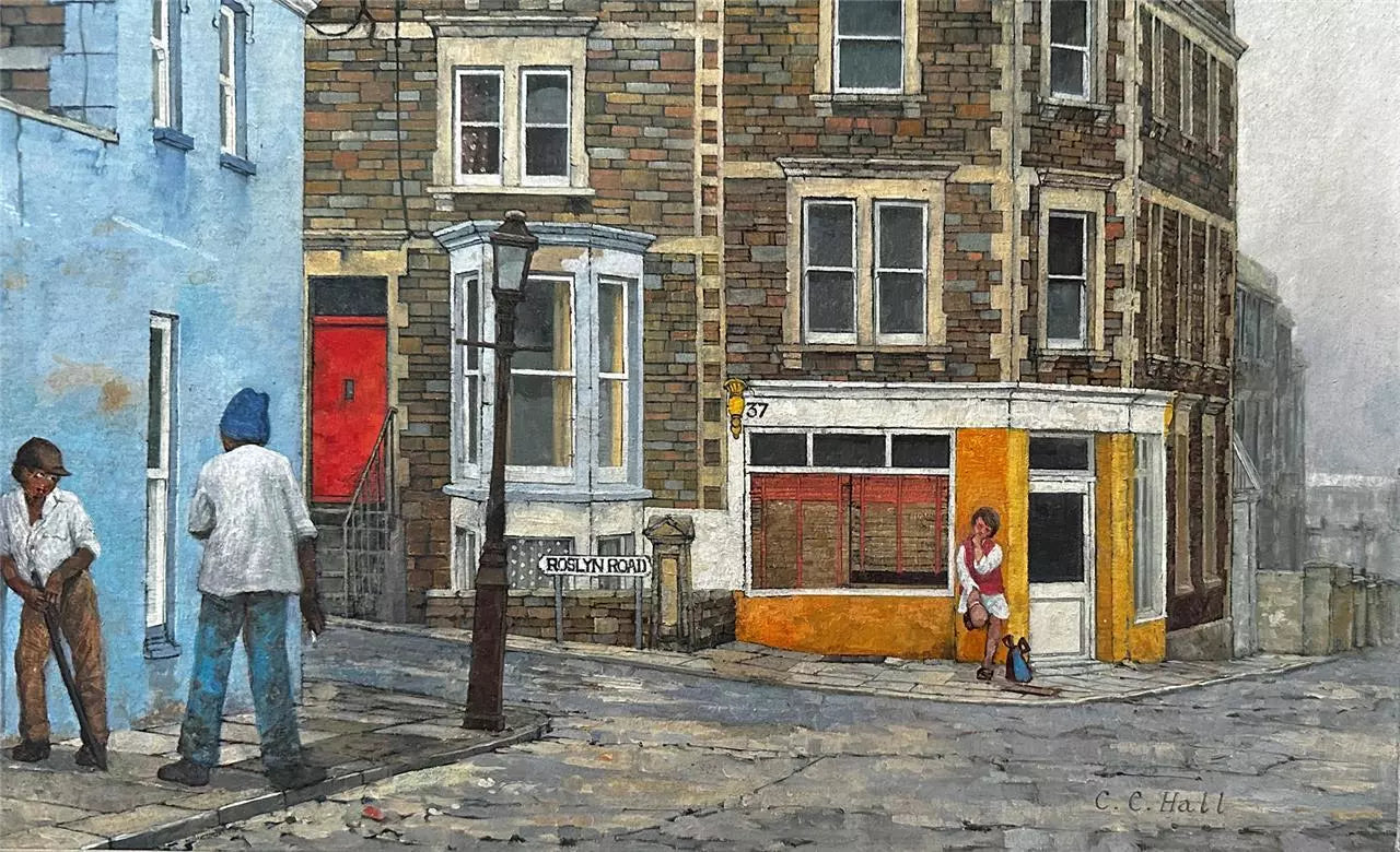 Christopher Compton Hall Oil Painting On Board Roslyn Road Bristol 20th Century
