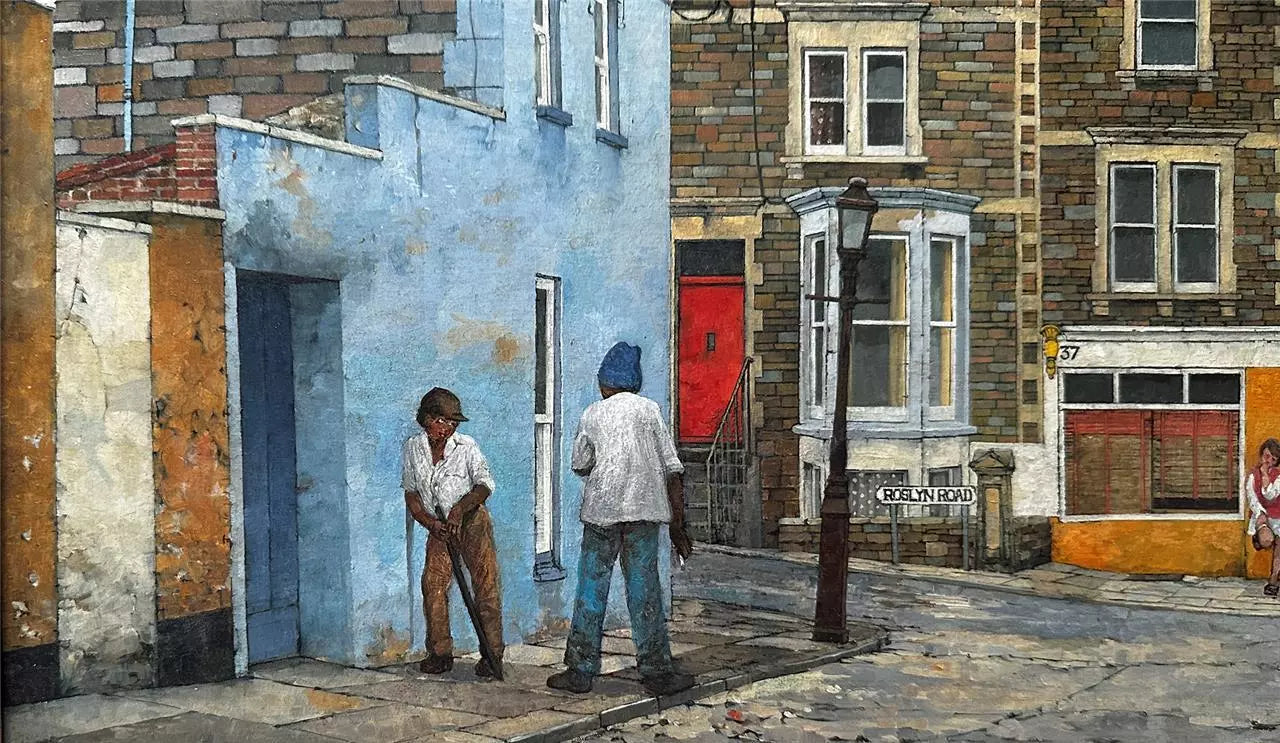 Christopher Compton Hall Oil Painting On Board Roslyn Road Bristol 20th Century