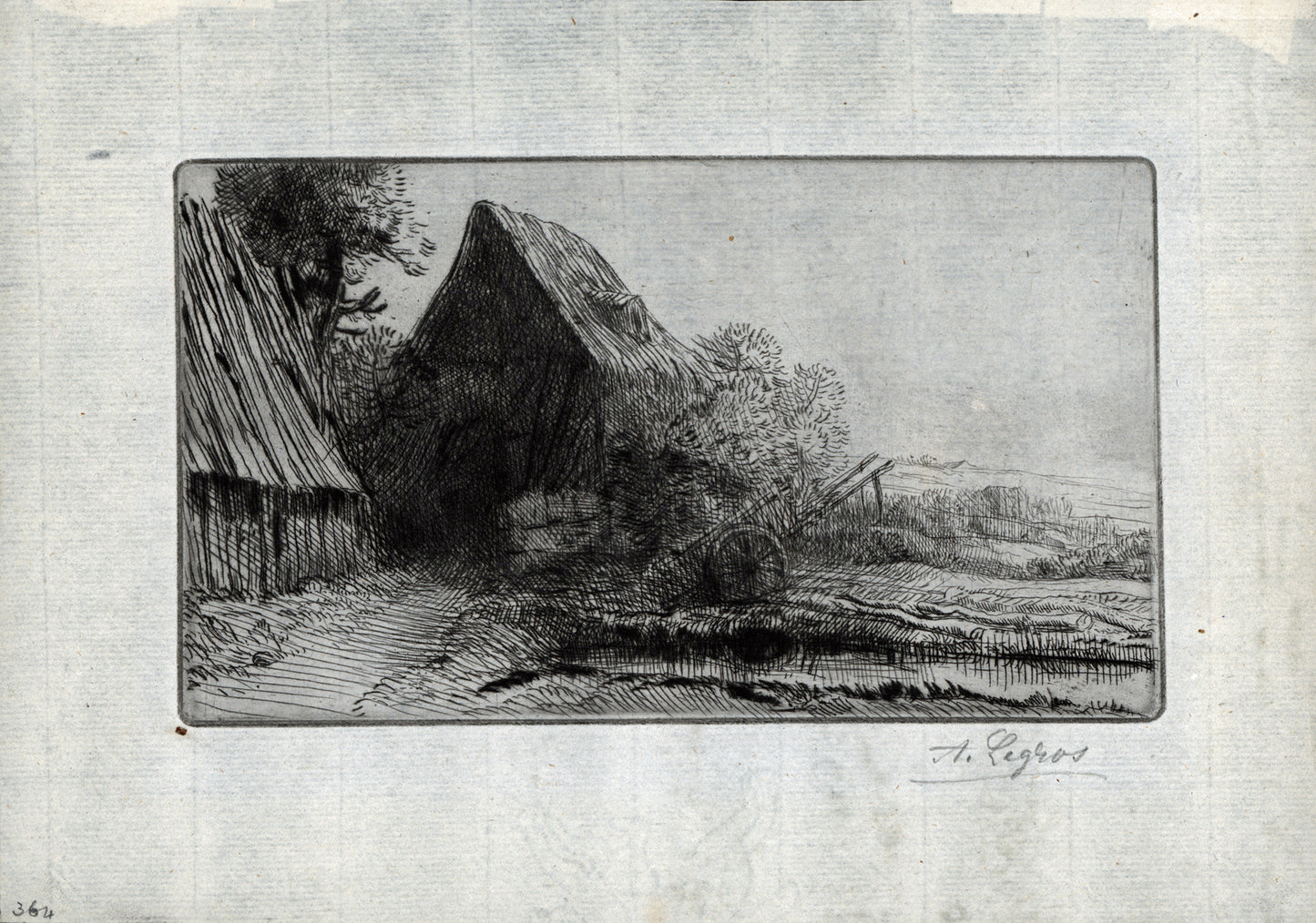 Alphonse Legros (1837-1911) Signed Etching - Wheelwright's Home (La maison du charron)