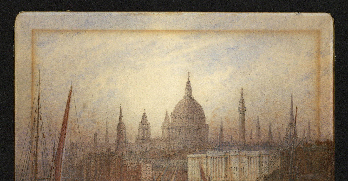 Frederick Edward Joseph Goff (1855-1931) Watercolour Painting - Below London Bridge - River Thames