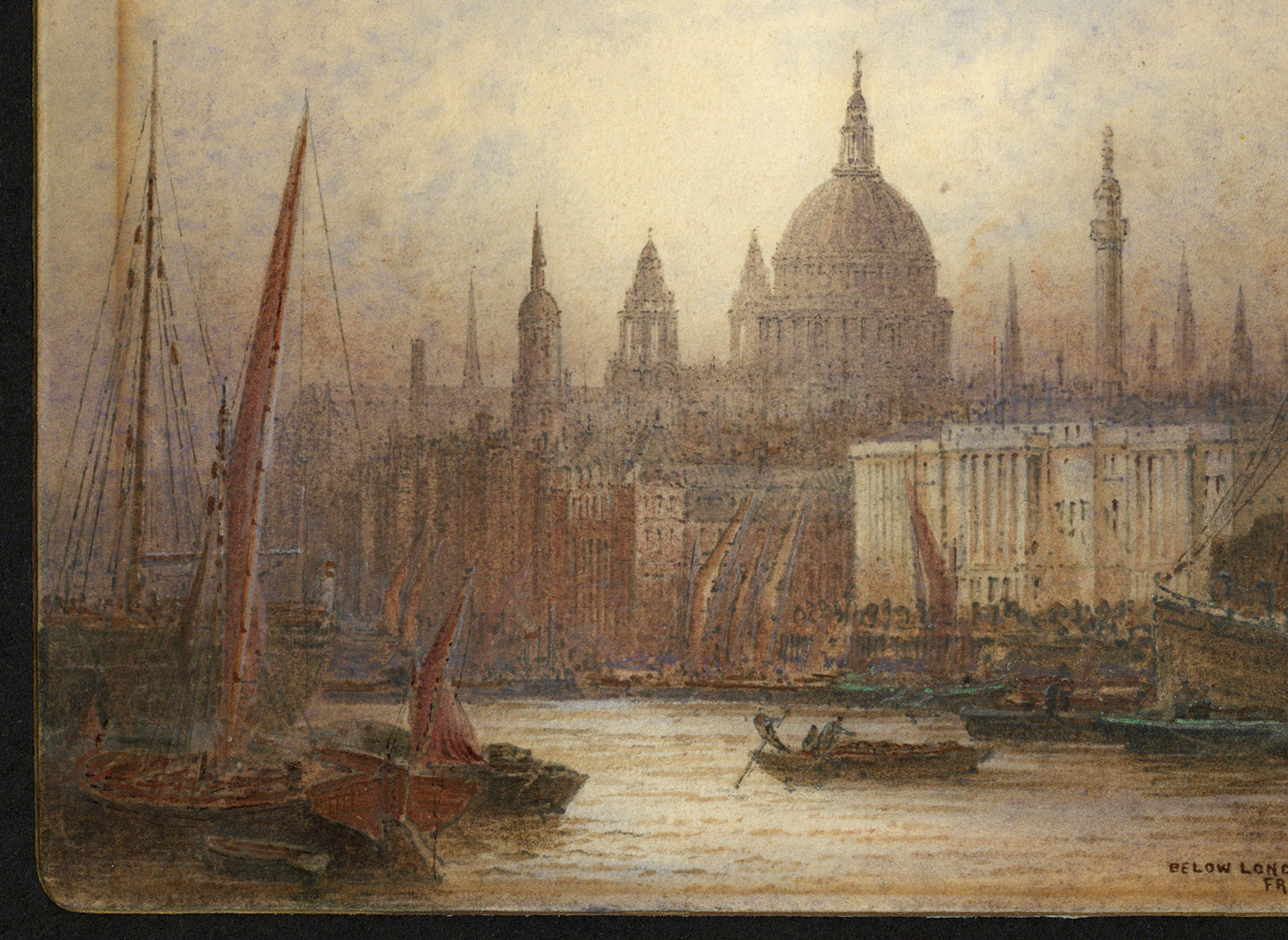 Frederick Edward Joseph Goff (1855-1931) Watercolour Painting - Below London Bridge - River Thames