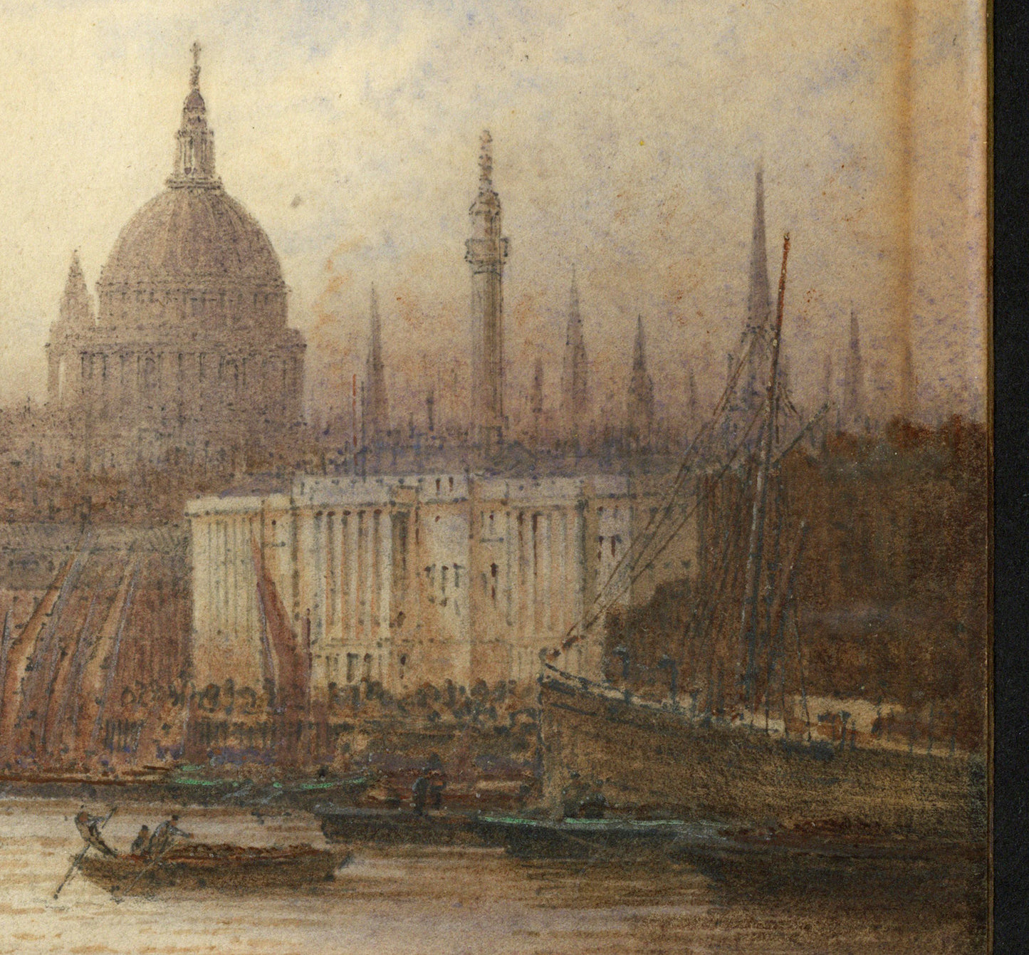 Frederick Edward Joseph Goff (1855-1931) Watercolour Painting - Below London Bridge - River Thames