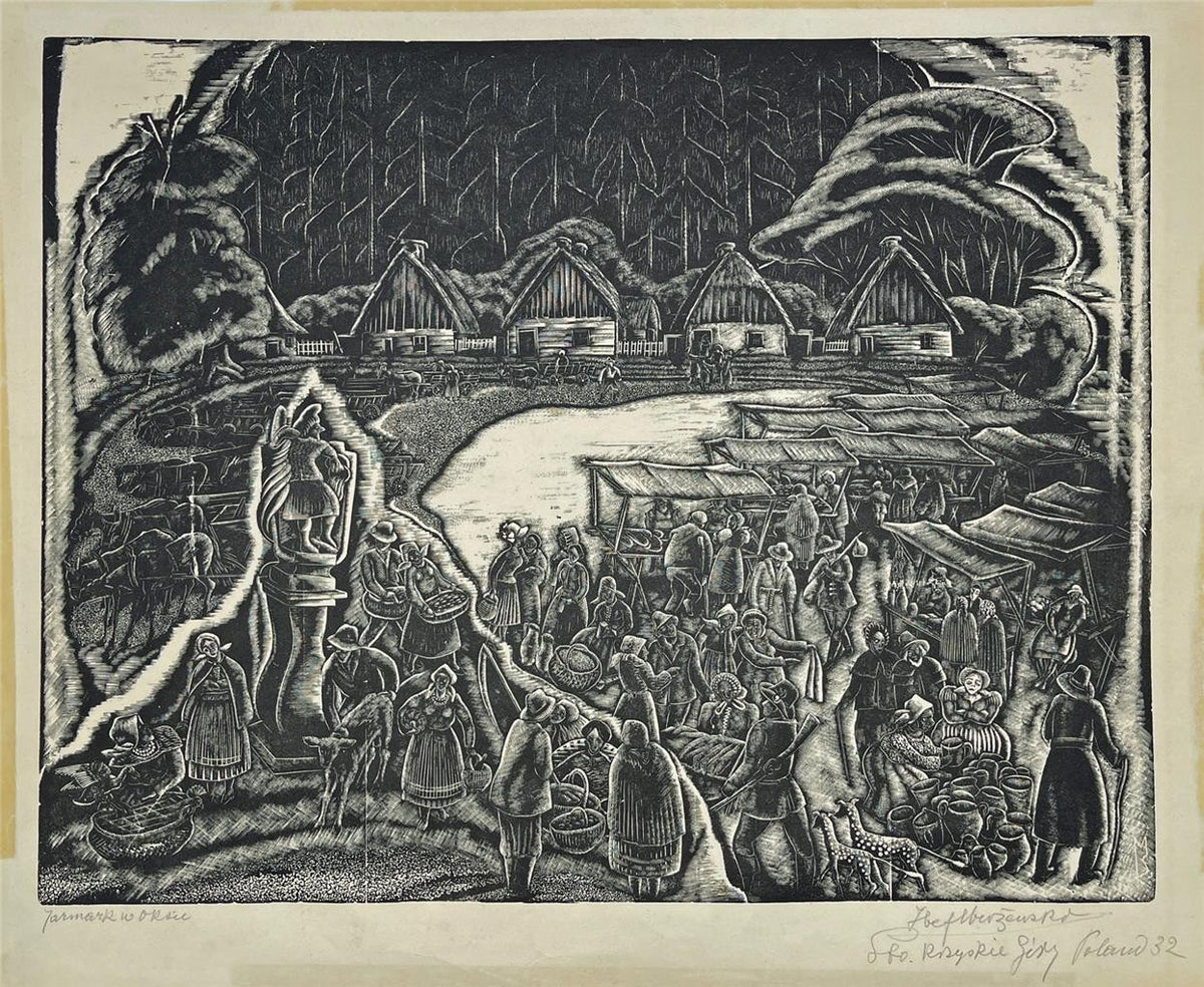 Stefan Mrozewski (1894-1975) Woodcut Signed In Pencil - Village In Poland - 193211