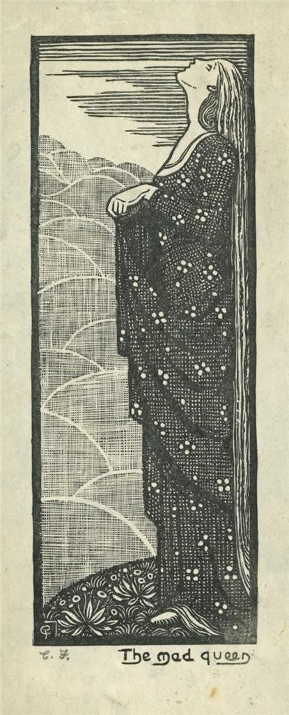 Cecil French (18791953) Small Pencil Signed Woodcut The Mad Queen3