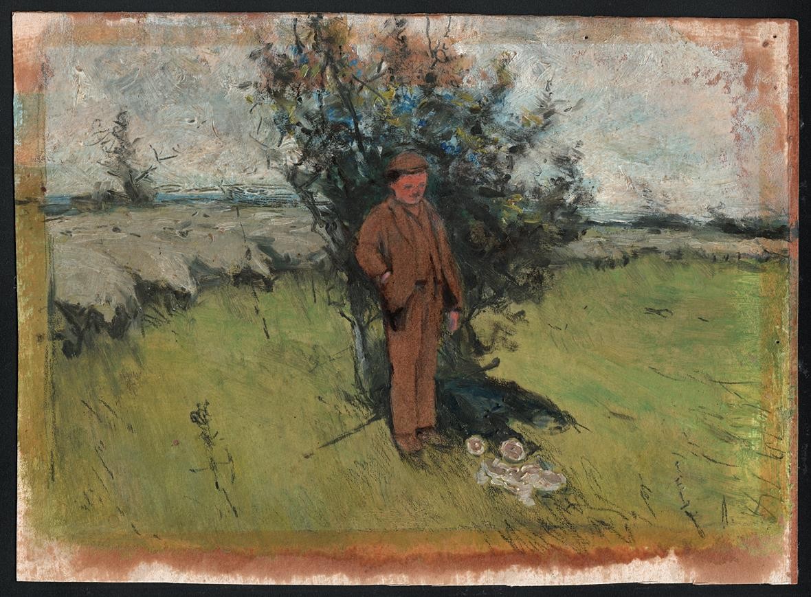 Gideon Matthew Fidler (1857-1942) Oil Painting - The Shepherds Breakfast9